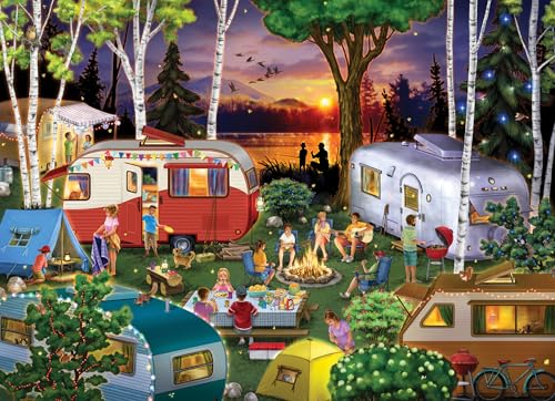 Vermont Christmas Company Vintage-Camper-Puzzle, 1000 Teile, Camping-Puzzles für Erwachsene und Familien, vollständig ineinandergreifende und zufällig geformte Teile, 66 x 48 cm von Vermont Christmas Company