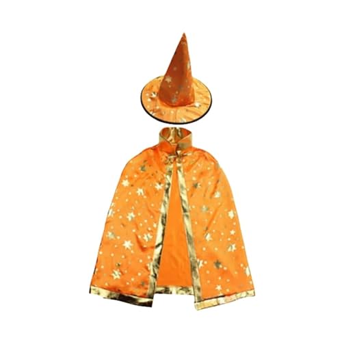 Veroda Halloween Kind Outfit Zauberer Hexe Umhang mit Hut Halloween Kostüme für Kinder Cosplay Requisiten (Orange) von Veroda