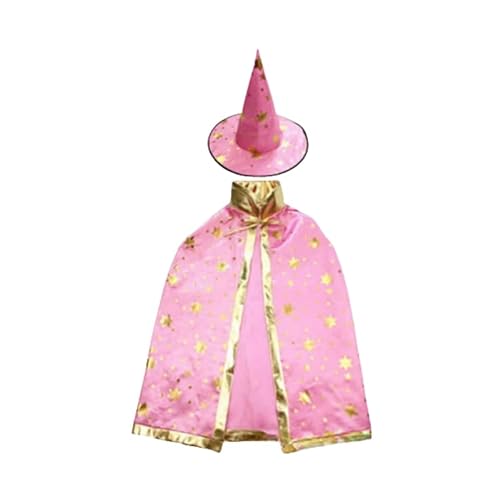 Veroda Halloween Kind Outfit Zauberer Hexe Umhang mit Hut Halloween Kostüme für Kinder Cosplay Requisiten (Rosa) von Veroda
