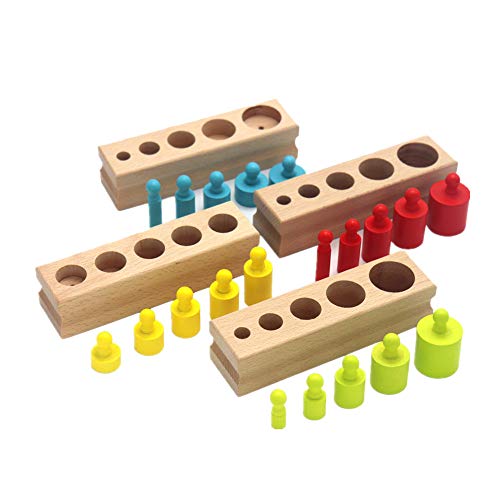 Veroda Montessori Mini Knob Zylinder Holzblöcke Familie Set Spielzeug (Bunt) von Veroda