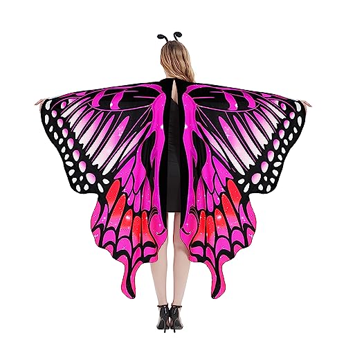 Veroda Schmetterling Umhang Farbverlauf Bunte Druck Schmetterlingflügel Schal für Halloween Cosplay Kostüm Erwachsene Color1 von Veroda