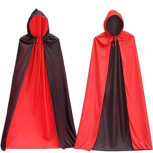 Veroda Sensenmann Kostüm Schwarz Rot Doppelseitig Umhang für Halloween Vampir Cosplay Kostüm (Erwachsene) von Veroda