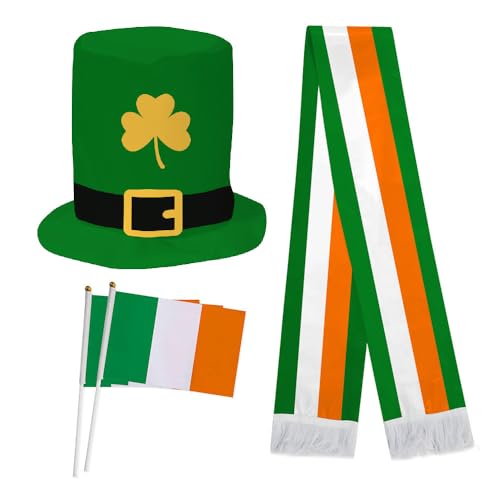 Veroda St. Patrick's Day Kleeblatt Hut Grünes Gitter Schal Hände Wehende Flaggen Irish Kostüme (Goldklee) von Veroda