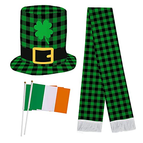 Veroda St. Patrick's Day Kleeblatt Hut Grünes Gitter Schal Hände Wehende Flaggen Irish Kostüme (Kariert) von Veroda