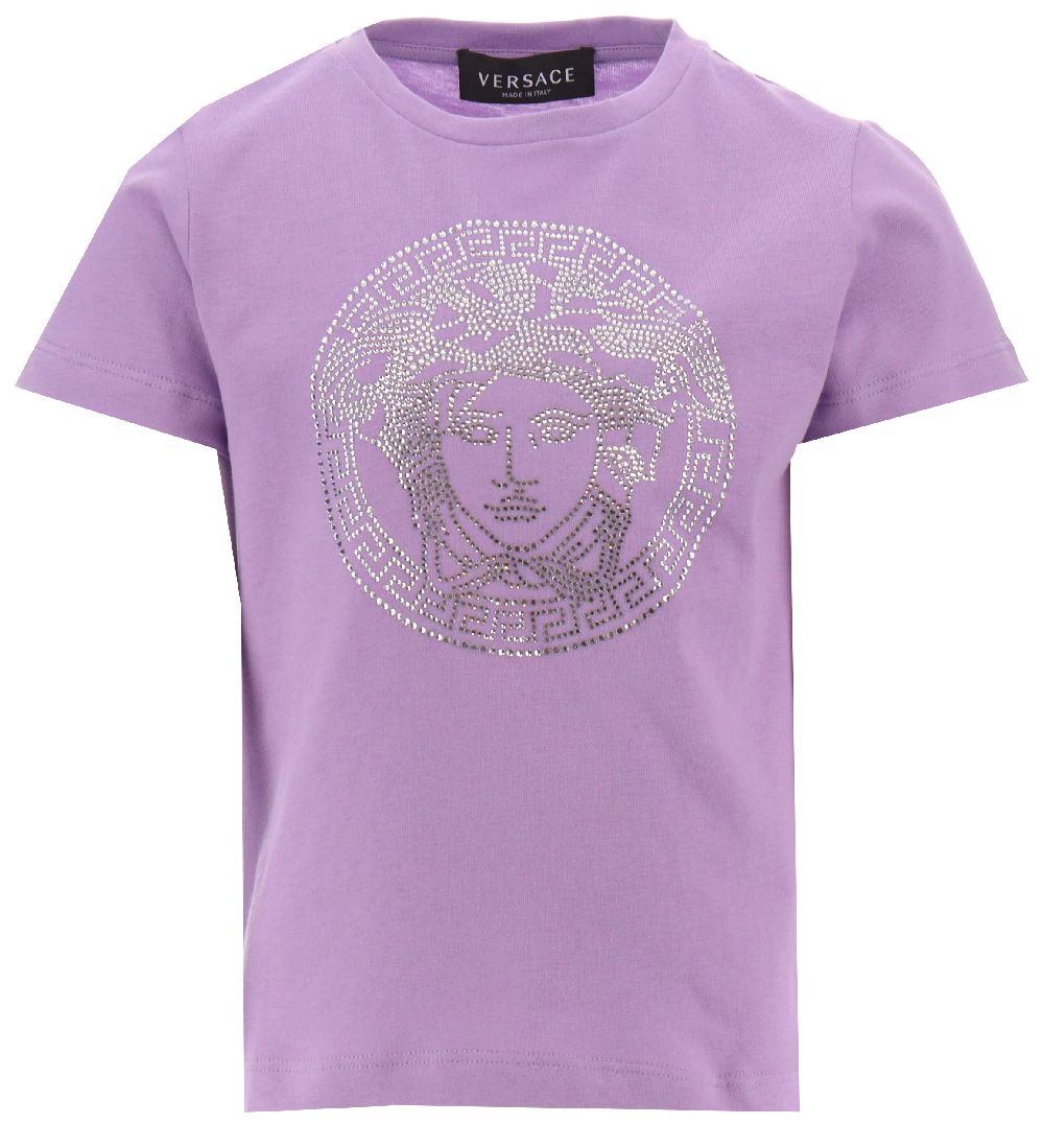 Versace T-Shirt - Medusa Strass - Baby Violet m. Kristalle - Versace - 4 Jahre (104) - T-Shirts von Versace