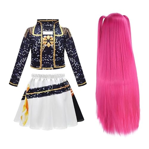 Simil Korean Pop koreanische Performance Hunter Kleid DEMON062 (Mehrfarbig, 120, Set Kleidung + Kopfbedeckung Fuchsia) von VersusModa