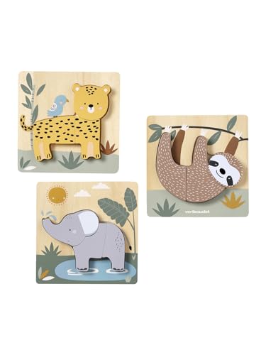 VERTBAUDET 3er-Set Baby Puzzles TANSANIA aus Holz FSC®gelb von Vertbaudet