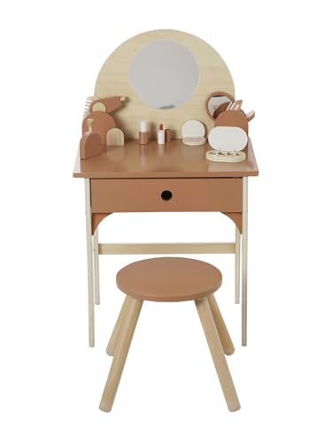 VERTBAUDET Schminktisch + Hocker mit Zubehör aus Holz FSC® Caramel TU von Vertbaudet