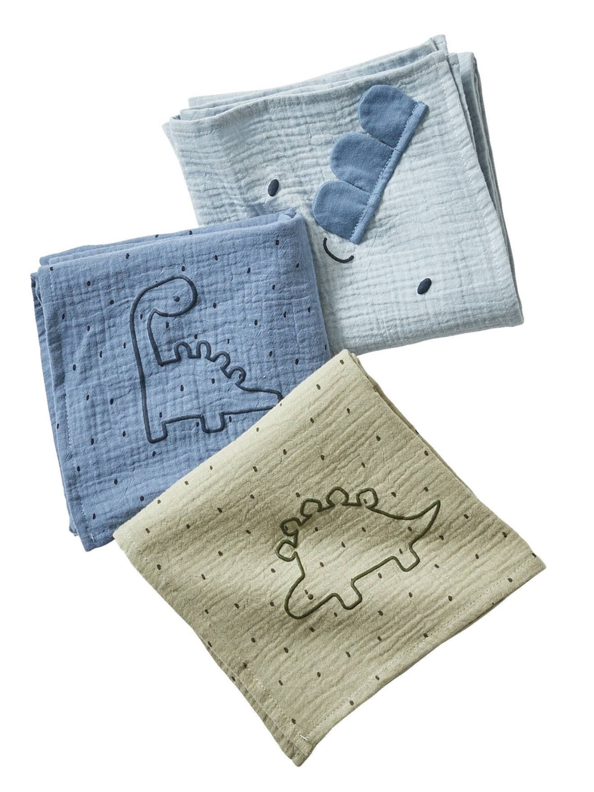 Vertbaudet 3er-Pack Baby Wickeltücher „Kleiner Dino“ Oeko-Tex von Vertbaudet