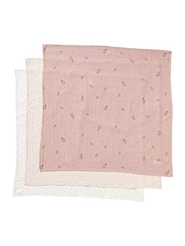 Vertbaudet 3er-Set Baby Wickeltücher weiß Herzen+rosa+dunkelrosa ONE Size von Vertbaudet