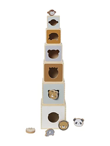 Vertbaudet Baby Stapelturm mit Steckspiel,Tansania aus Holz FSC® beige ONE Size von Vertbaudet