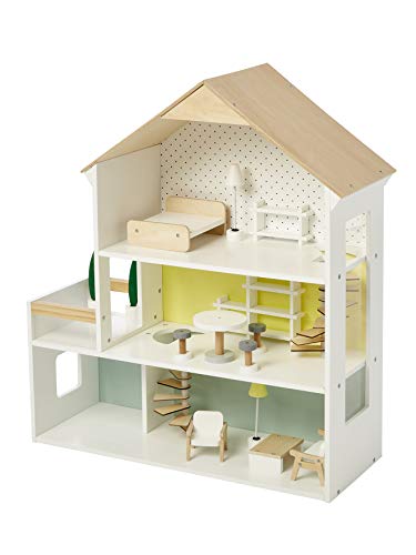 VERTBAUDET Puppenhaus aus Holz, FSC® weiß/Natur ONE Size von Vertbaudet