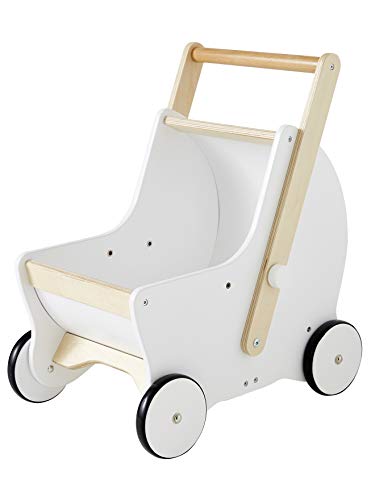 Vertbaudet VERTBAUDET2-in-1 Puppen-Kinderwagen, Lauflernwagen aus Holz FSC®weiß/naturONE Size von Vertbaudet
