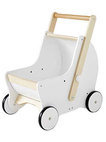 VERTBAUDET2-in-1 Puppen-Kinderwagen, Lauflernwagen aus Holz FSC®weiß/naturONE Size von Vertbaudet