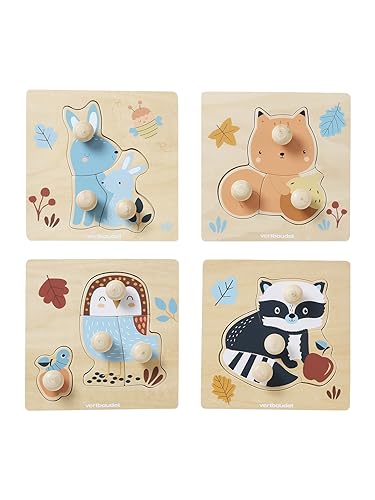 Vertbaudet 4er-Set Baby Puzzles WALDFREUNDE aus Holz FSC®Natur von Vertbaudet
