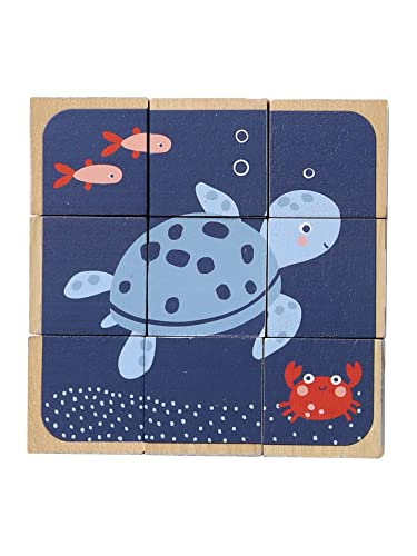 Vertbaudet VERTBAUDETBaby Tierpuzzle mit Holzwürfeln FSC®beige von Vertbaudet