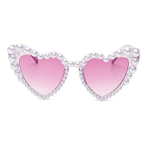 Vertvie Herz Party Brillen, Retro Herzform Sonnenbrille mit Perlen Lustige Katzenaugen Partybrillen Hippie Brille für Fasching Karneval Maskerade Geburtstagsfeier für Damen(Lila) von Vertvie