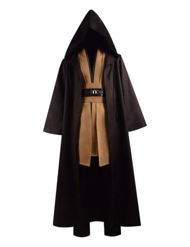 Klassisches Film-Kostüm, braunes Gewand, weiße Tunika und Hose, Cosplay-Outfit - Gelb - XX-Large von Very Last Shop