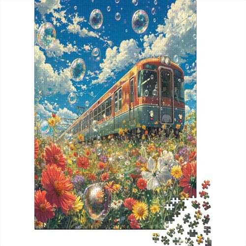 Farbenfrohes Puzzle Blumenzug Geschicklichkeitsspiel Home Dekoration Puzzle Verkehr Puzzle-Geschenk Puzzle 1000 Teile Herausforderndes Puzzle Für Erwachsene Und Kinder 1000pcs (75x50cm) von VesFy