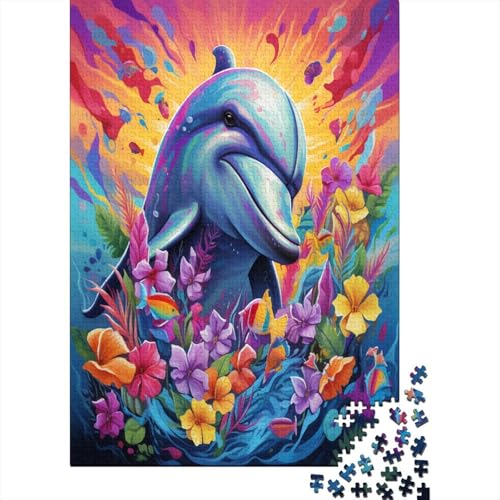 Farbenfrohes Puzzle Bunte Delphine Klassische Puzzles Erwachsene Puzzles Tier Puzzle-Geschenk Puzzle 1000 Teile Impossible Puzzle Für Erwachsene Und Kinder 300pcs (40x28cm) von VesFy