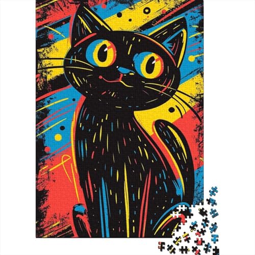 Farbenfrohes Puzzle Bunte Katze Geschicklichkeitsspiel Home Dekoration Puzzle Tier Puzzle-Geschenk Puzzle 1000 Teile Herausforderndes Puzzle Für Erwachsene Und Kinder 300pcs (40x28cm) von VesFy