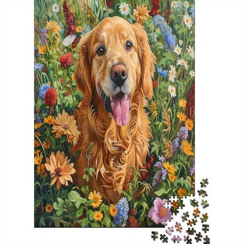 Farbenfrohes Puzzle Golden Retriever Hund Geschicklichkeitsspiel Home Dekoration Puzzle Tier Puzzle-Geschenk Puzzle 1000 Teile Herausforderndes Puzzle Für Erwachsene Und Kinder 300pcs (40x28cm) von VesFy