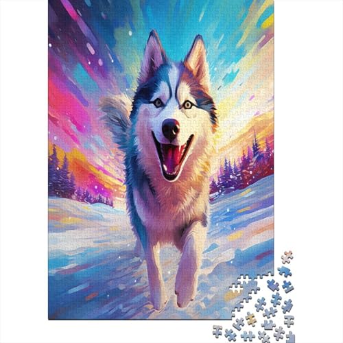 Farbenfrohes Puzzle Husky Hund Puzzle Farbenfrohes Legespiel Home Dekoration Puzzle Tier Clevere Rätsel Puzzle 1000 Teile Impossible Puzzle Für Erwachsene Und Kinder 300pcs (40x28cm) von VesFy