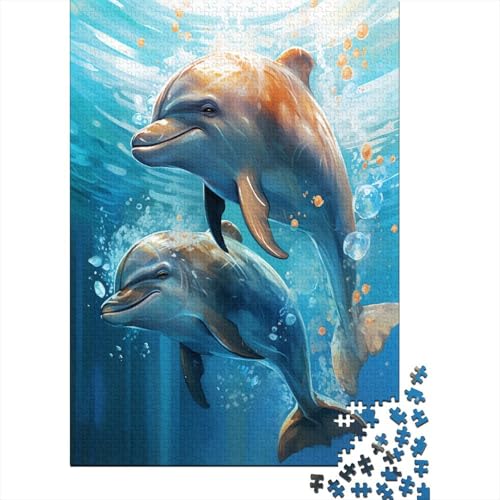 Farbenfrohes Puzzle Künstlerischer Delphin Geschicklichkeitsspiel Erwachsene Puzzles Tier Puzzle-Geschenk 1000-teilige Puzzles Erwachsenen Puzzle Für Erwachsene Und Kinder 1000pcs (75x50cm) von VesFy