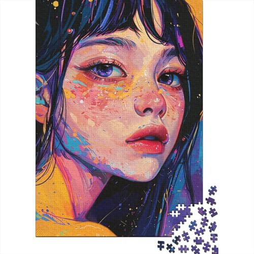 Farbenfrohes Puzzle Künstlerisches Porträt Geschicklichkeitsspiel Home Dekoration Puzzle Schönes Mädchen Puzzle-Geschenk Puzzle 1000 Teile Erwachsenen Puzzle Für Erwachsene 300pcs (40x28cm) von VesFy