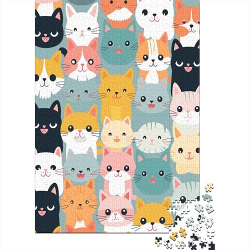Farbenfrohes Puzzle Niedliche Katze Geschicklichkeitsspiel Home Dekoration Puzzle Tier Puzzle-Geschenk Puzzle 1000 Teile Herausforderndes Puzzle Für Erwachsene Und Kinder 1000pcs (75x50cm) von VesFy