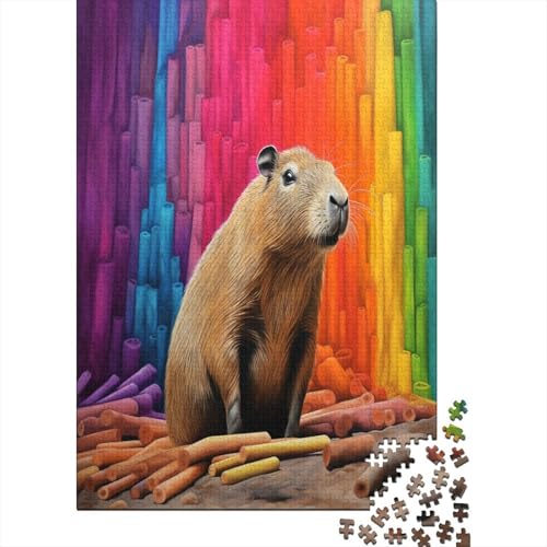 Farbenfrohes Puzzle Niedliches Capybara Puzzle Farbenfrohes Legespiel Home Dekoration Puzzle Tier Clevere Rätsel Puzzle 1000 Teile Impossible Puzzle Für Erwachsene Und Kinder 300pcs (40x28cm) von VesFy