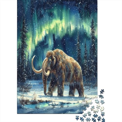 Puzzle Farbenfrohes Aurora und Mammut Klassische Puzzles Erwachsene Puzzles Tier Puzzle-Geschenk Puzzle 1000 Teile Impossible Puzzle Für Erwachsene Und Kinder 500pcs (52x38cm) von VesFy
