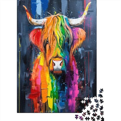 Puzzle Farbenfrohes Bunte Kuh Puzzle Farbenfrohes Legespiel Erwachsene Puzzles Tier Puzzle-Geschenk 1000 Teile Geburtstagsgeschenk Für Erwachsene Für Erwachsene 300pcs (40x28cm) von VesFy
