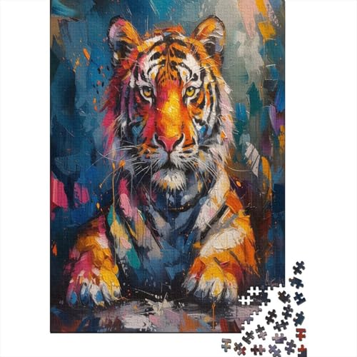 Puzzle Farbenfrohes Cooler Tiger Klassische Puzzles Home Dekoration Puzzle Tier Buntes Legespiel Puzzle 1000 Teile Herausforderndes Puzzle Für Erwachsene 500pcs (52x38cm) von VesFy