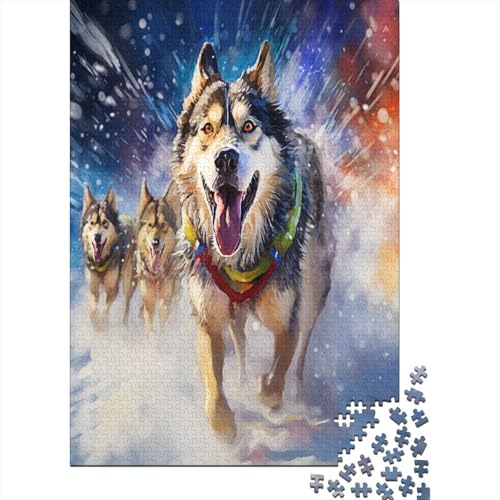Puzzle Farbenfrohes Husky Hund Geschicklichkeitsspiel Erwachsene Puzzles Tier Clevere Rätsel Puzzle 1000 Teile Impossible Puzzle Für Erwachsene Kinder 300pcs (40x28cm) von VesFy