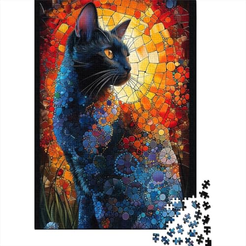 Puzzle Farbenfrohes Künstlerische Katze Geschicklichkeitsspiel Erwachsene Puzzles Tier Clevere Rätsel Puzzle 1000 Teile Impossible Puzzle Für Erwachsene Kinder 500pcs (52x38cm) von VesFy