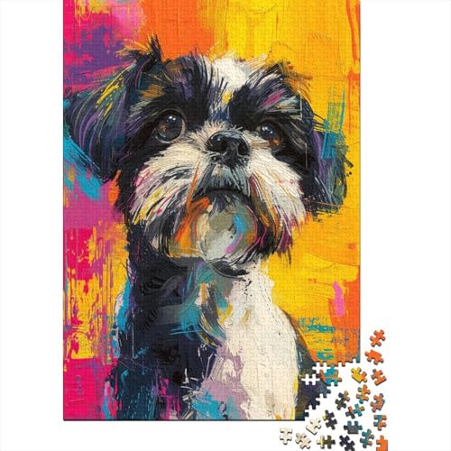 Puzzle Farbenfrohes Kunst Hund Geschicklichkeitsspiel Erwachsene Puzzles Tier Clevere Rätsel Puzzle 1000 Teile Impossible Puzzle Für Erwachsene Kinder 1000pcs (75x50cm) von VesFy