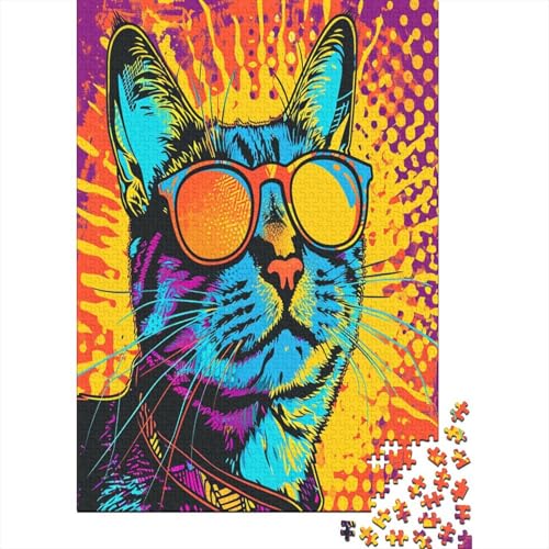 Puzzle Farbenfrohes Niedliche Katze Klassische Puzzles Erwachsene Puzzles Tier Puzzle-Geschenk Puzzle 1000 Teile Impossible Puzzle Für Erwachsene Und Kinder 300pcs (40x28cm) von VesFy