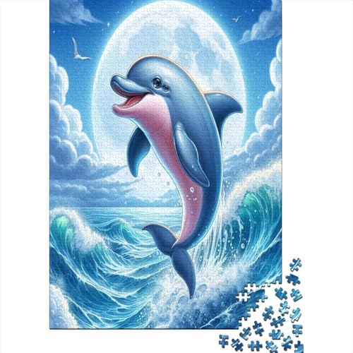 Puzzle Farbenfrohes Niedlicher Delphin Geschicklichkeitsspiel Erwachsene Puzzles Tier Puzzle 1000 Teile Erwachsenen Puzzle Für Die Ganze Familie 500pcs (52x38cm) von VesFy