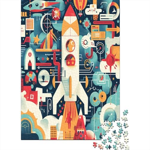 Puzzles Art Rakete Klassische Puzzles Erwachsene Puzzles Verkehr Clevere Rätsel Puzzle 1000 Teile Herausforderndes Geschicklichkeitsspiel Für Erwachsene 500pcs (52x38cm) von VesFy