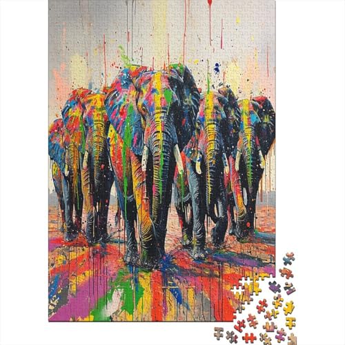 Puzzles Colorful Elefant Klassische Puzzles Erwachsene Puzzles Tiers Clevere Rätsel Puzzle 1000 Teile Herausforderndes Geschicklichkeitsspiel Für Erwachsene 500pcs (52x38cm) von VesFy