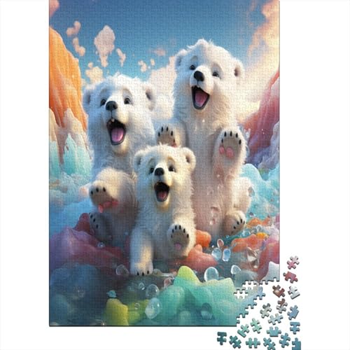 Puzzles Cute Eisbär Klassische Puzzles Erwachsene Puzzles Tier Clevere Rätsel Puzzle 1000 Teile Herausforderndes Geschicklichkeitsspiel Für Erwachsene 1000pcs (75x50cm) von VesFy