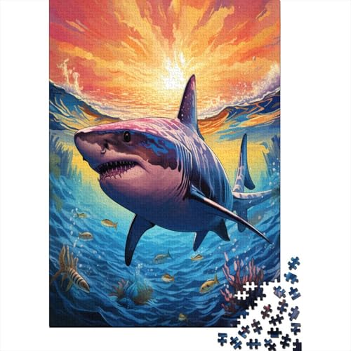 Puzzles Kreativer Hai Geschicklichkeitsspiel Home Dekoration Puzzle Tier Puzzle-Geschenk Puzzle 1000 Teile Herausforderndes Puzzle Für Erwachsene Und Kinder 300pcs (40x28cm) von VesFy