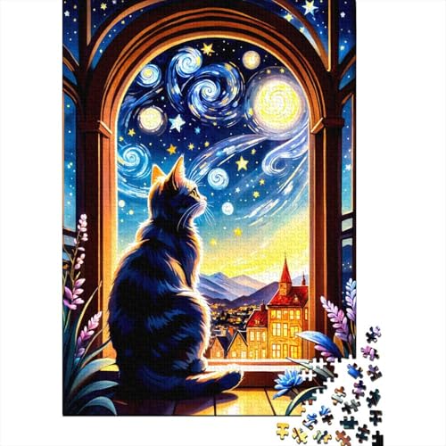 Puzzles Künstlerische Katze Geschicklichkeitsspiel Home Dekoration Puzzle Tier Puzzle-Geschenk Puzzle 1000 Teile Herausforderndes Puzzle Für Erwachsene Und Kinder 1000pcs (75x50cm) von VesFy