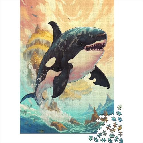 Puzzles Künstlerischer Wal Klassische Puzzles Erwachsene Puzzles Tier Clevere Rätsel Puzzle 1000 Teile Herausforderndes Geschicklichkeitsspiel Für Erwachsene 300pcs (40x28cm) von VesFy
