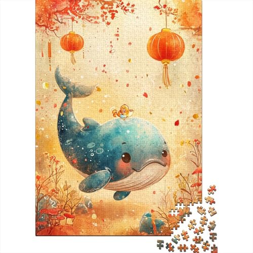 Puzzles Niedlicher Wal Geschicklichkeitsspiel Home Dekoration Puzzle Tier Puzzle-Geschenk Puzzle 1000 Teile Herausforderndes Puzzle Für Erwachsene Und Kinder 300pcs (40x28cm) von VesFy