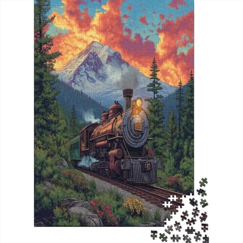 Puzzles Retro-Zug Klassische Puzzles Erwachsene Puzzles Verkehr Clevere Rätsel Puzzle 1000 Teile Herausforderndes Geschicklichkeitsspiel Für Erwachsene 300pcs (40x28cm) von VesFy