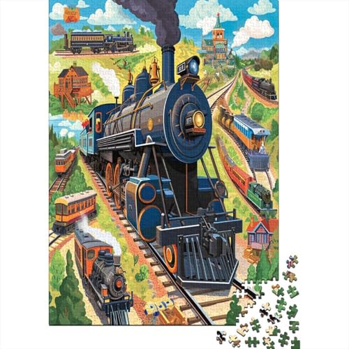 Puzzles Retro-Zug Klassische Puzzles Home Dekoration Puzzle Verkehr Puzzle-Geschenk Puzzle 1000 Teile Herausforderndes Geschicklichkeitsspiel Für Erwachsene Und Kinder 300pcs (40x28cm) von VesFy