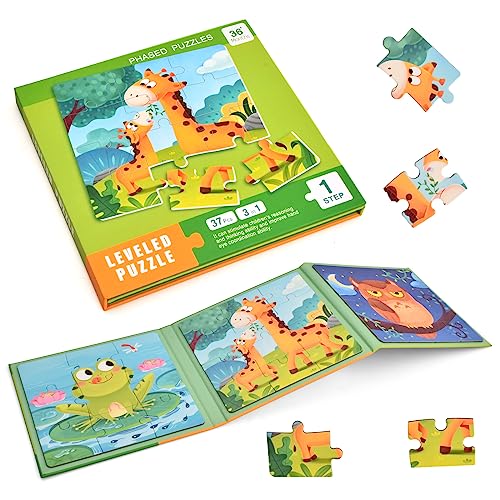 Vesaneae Kinderpuzzle, 3-in-1 Magnetpuzzle, Magnet Puzzle Tiere, Kinderpuzzle Magnet für Kinder Puzzle ab 3 4 5, Lernspielzeug, Fördert Motorik + Konzentration, Geschenk und Spiele für Kinder von Vesaneae