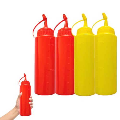 Vesidoloy Fake Senf Streich Ketchup Flasche, 4 Stück Fake Squirt Senf Und Ketchup Bottle Prank Gag Set, Lustige Gefälschte Salatdressing Flasche, Quetschen Lustiges Streichspielzeug von Vesidoloy